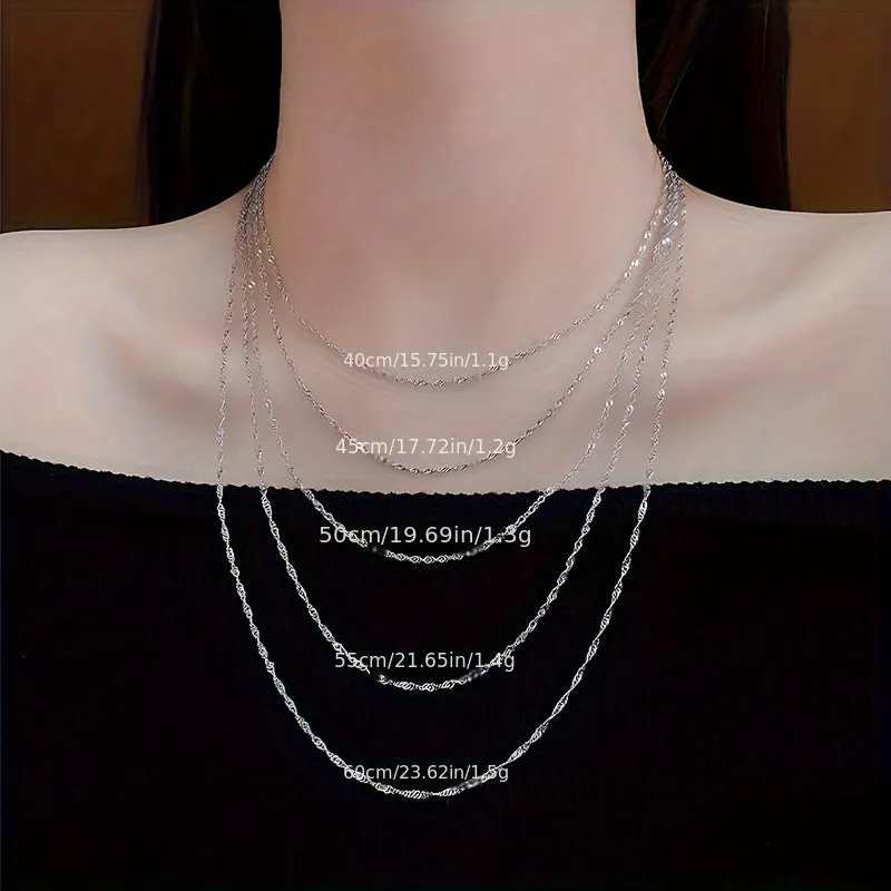 925 Sterling Silver Box Chain Necklace Elegant & Sexy Neck Chain Versatile Jewelry Gifts For Women