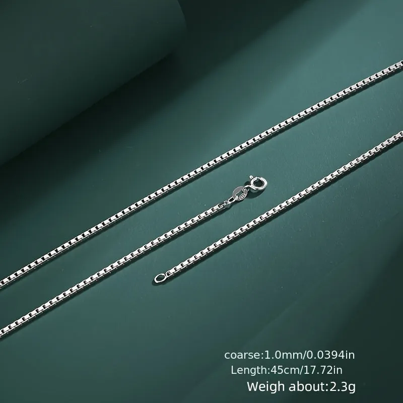 925 Sterling Silver Box Chain Necklace Elegant & Sexy Neck Chain Versatile Jewelry Gifts For Women