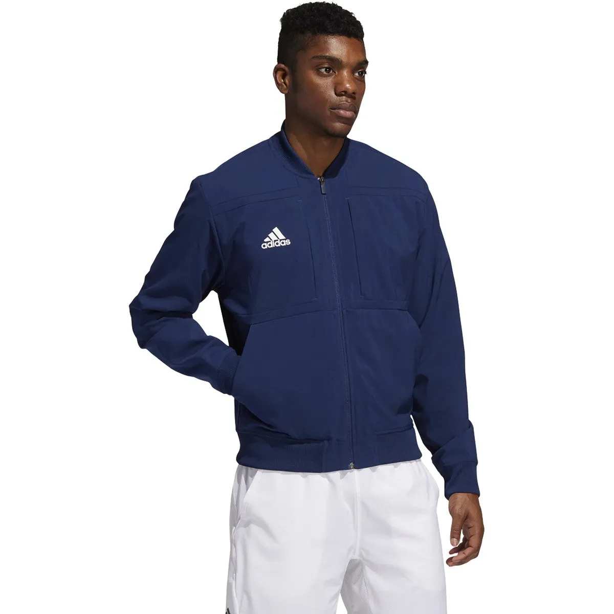 adidas Men's Team Navy Blue/White Under The Lights Woven Bomber Jacket