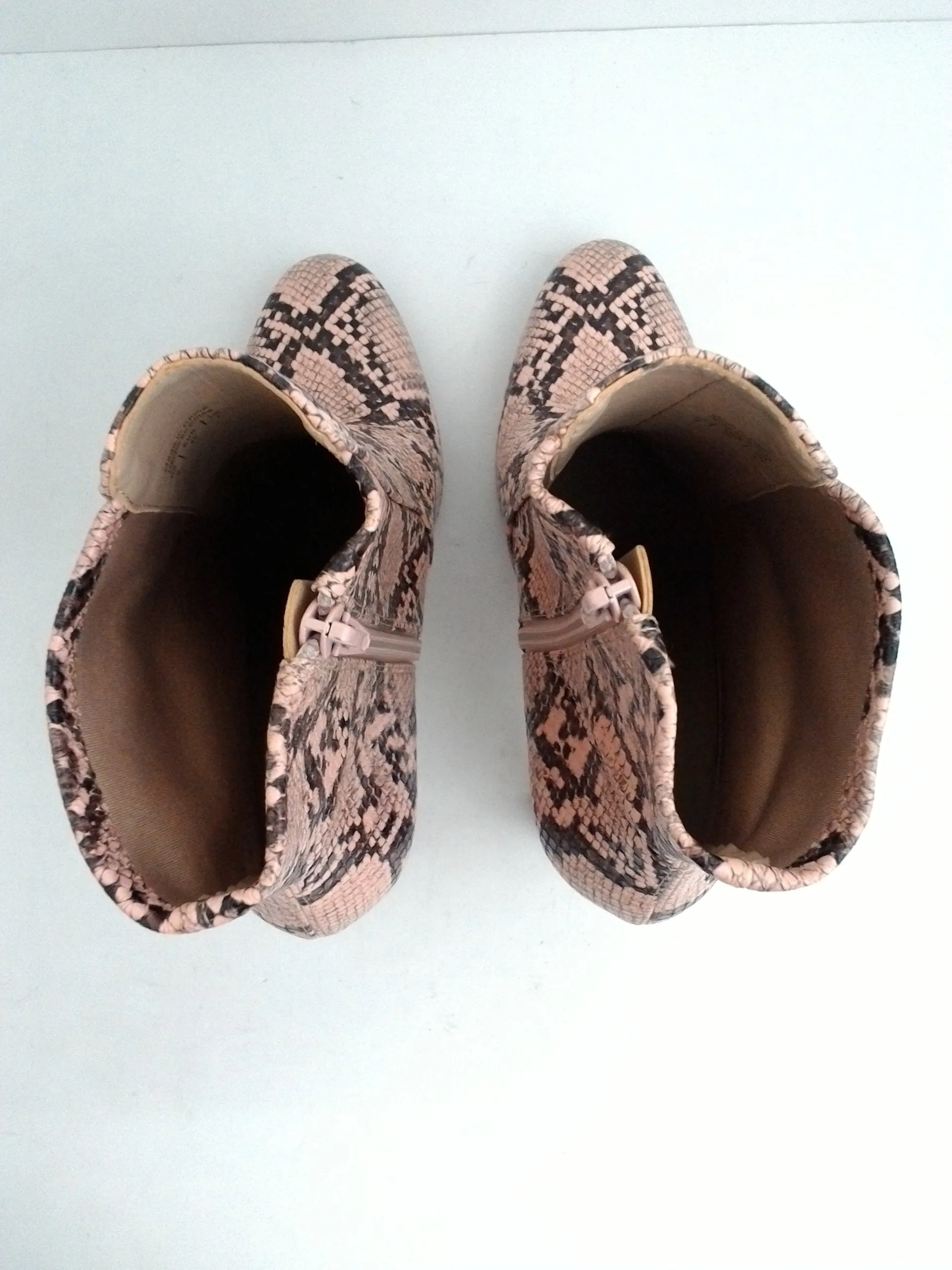 Aldo Women's Pink Snake Print Booties Size 9