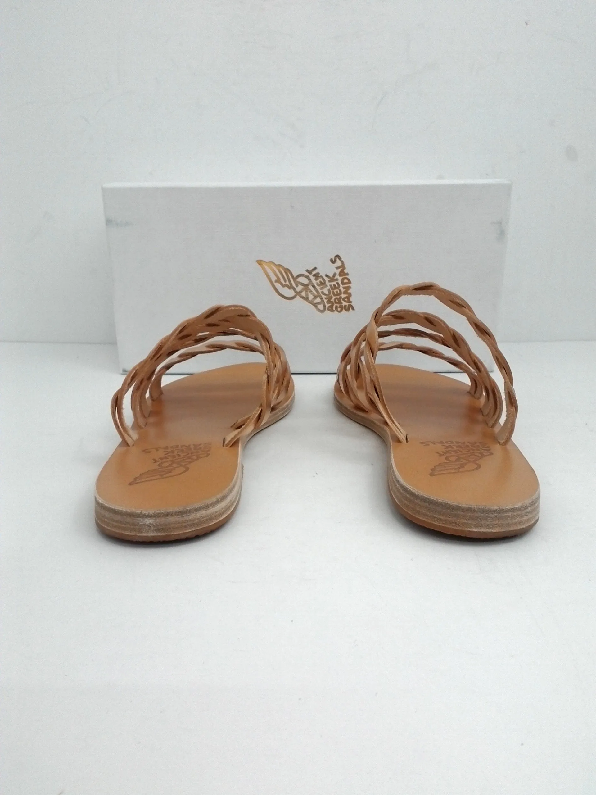 Ancient Greek Sandals Women's Flat Sandals Rose Gold Leather Size 38