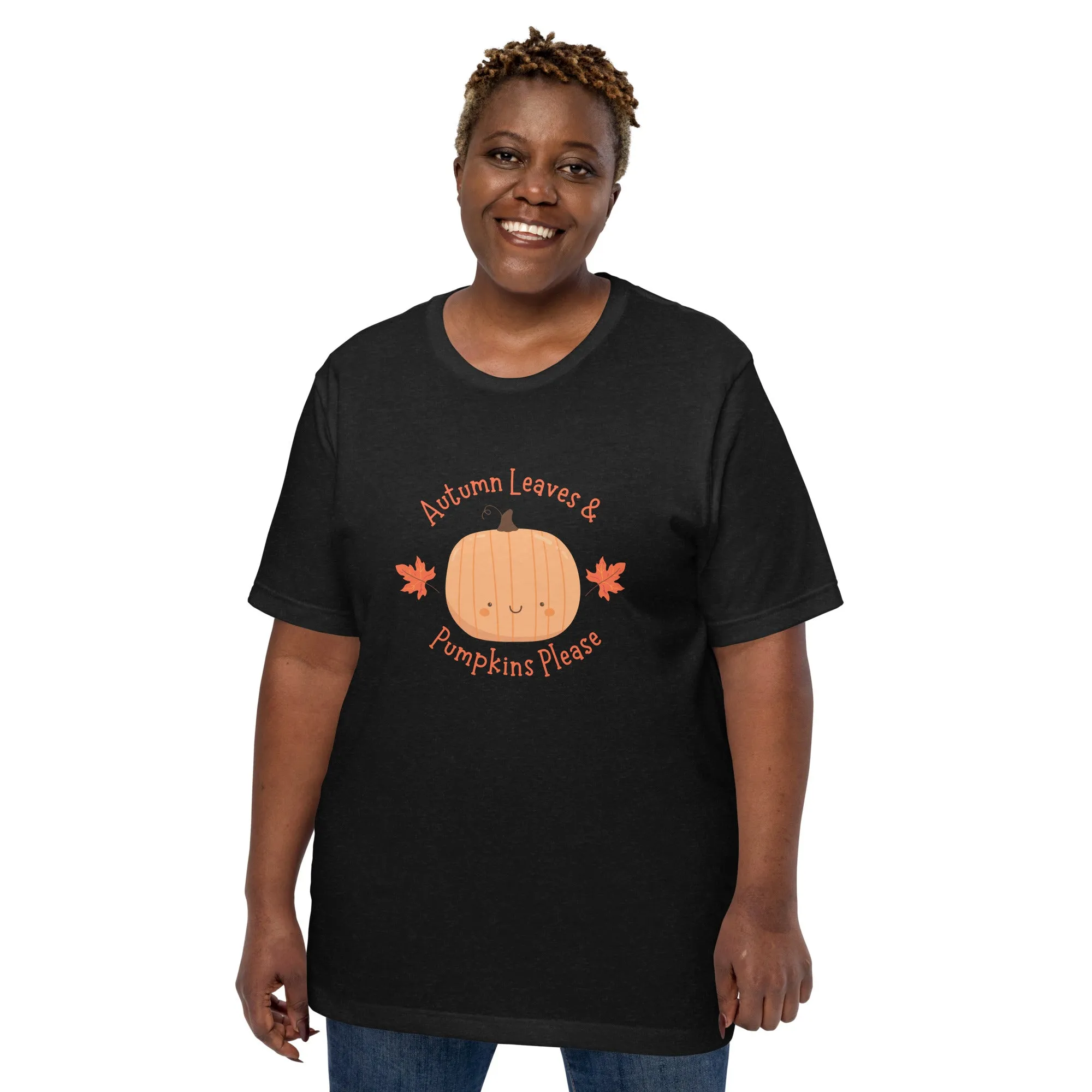 Autumn Leaves & Pumpkin Please Mom Fall Shirt Graphic Tee