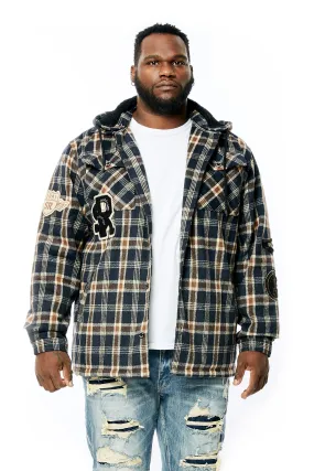 Big And Tall Varsity Patch Flannel Shacket