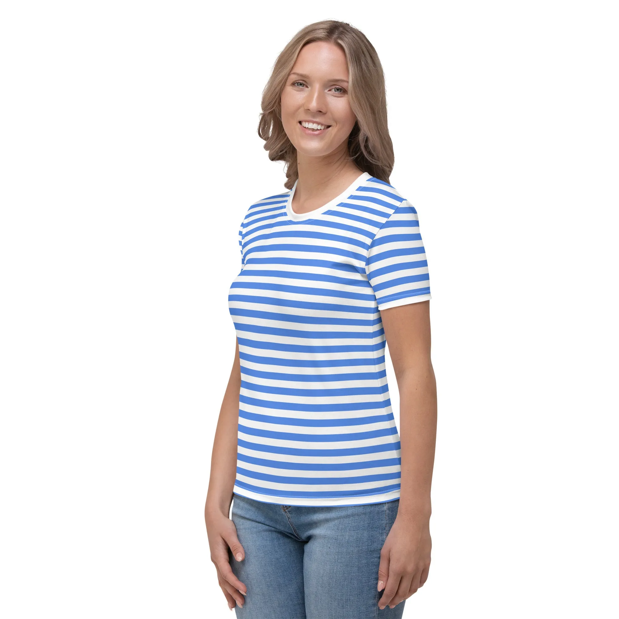 Blue And White Striped T-Shirt Women