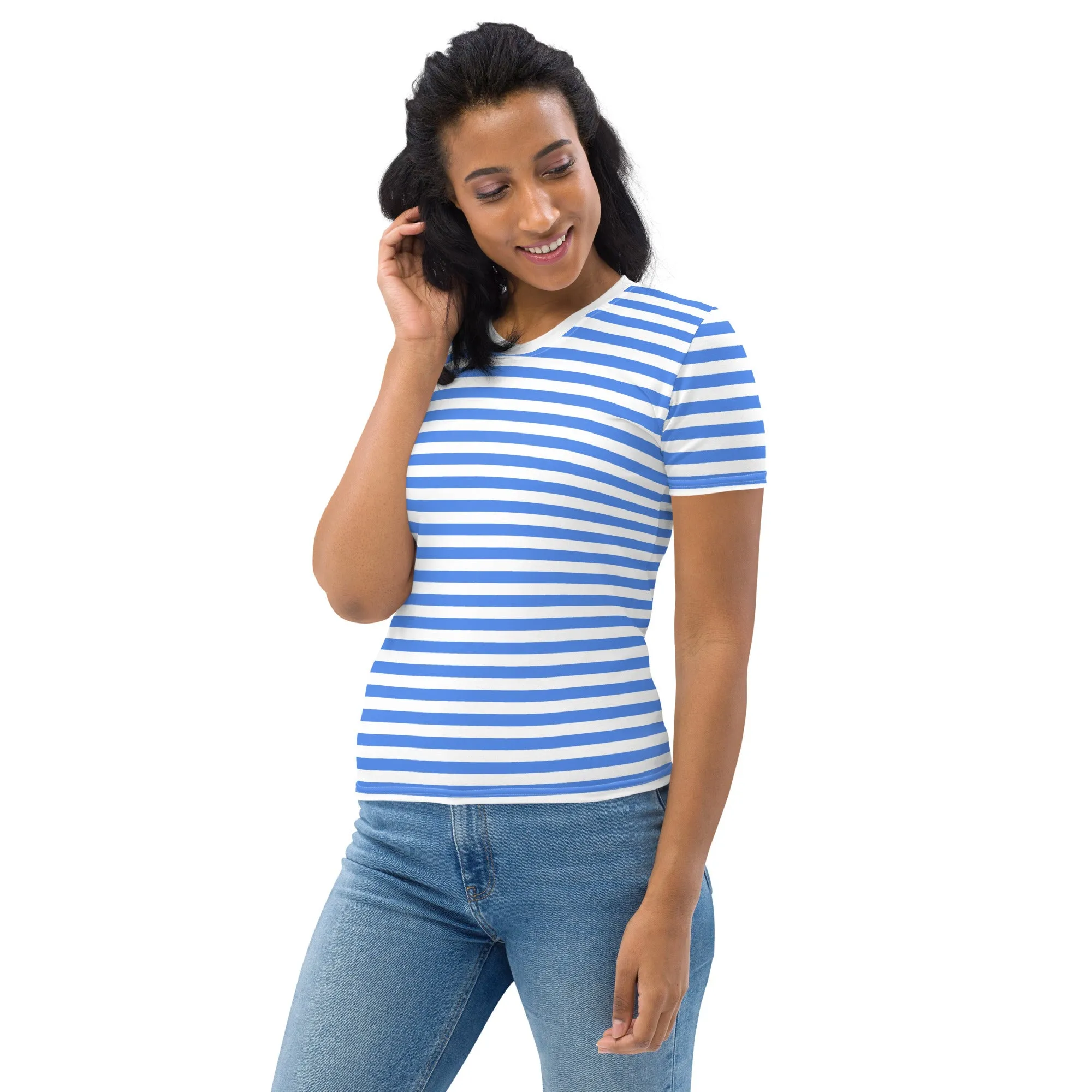 Blue And White Striped T-Shirt Women