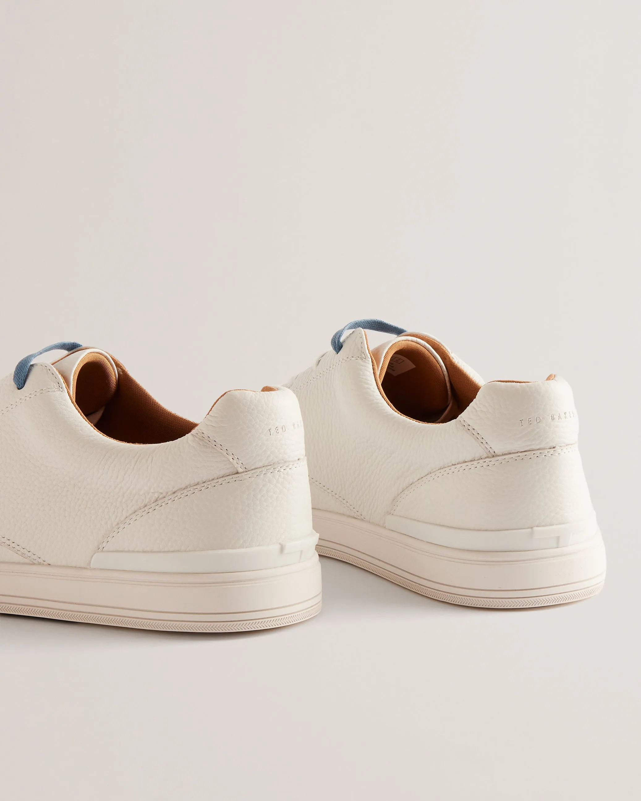 Brentfd Textured Leather Low Top Trainers White