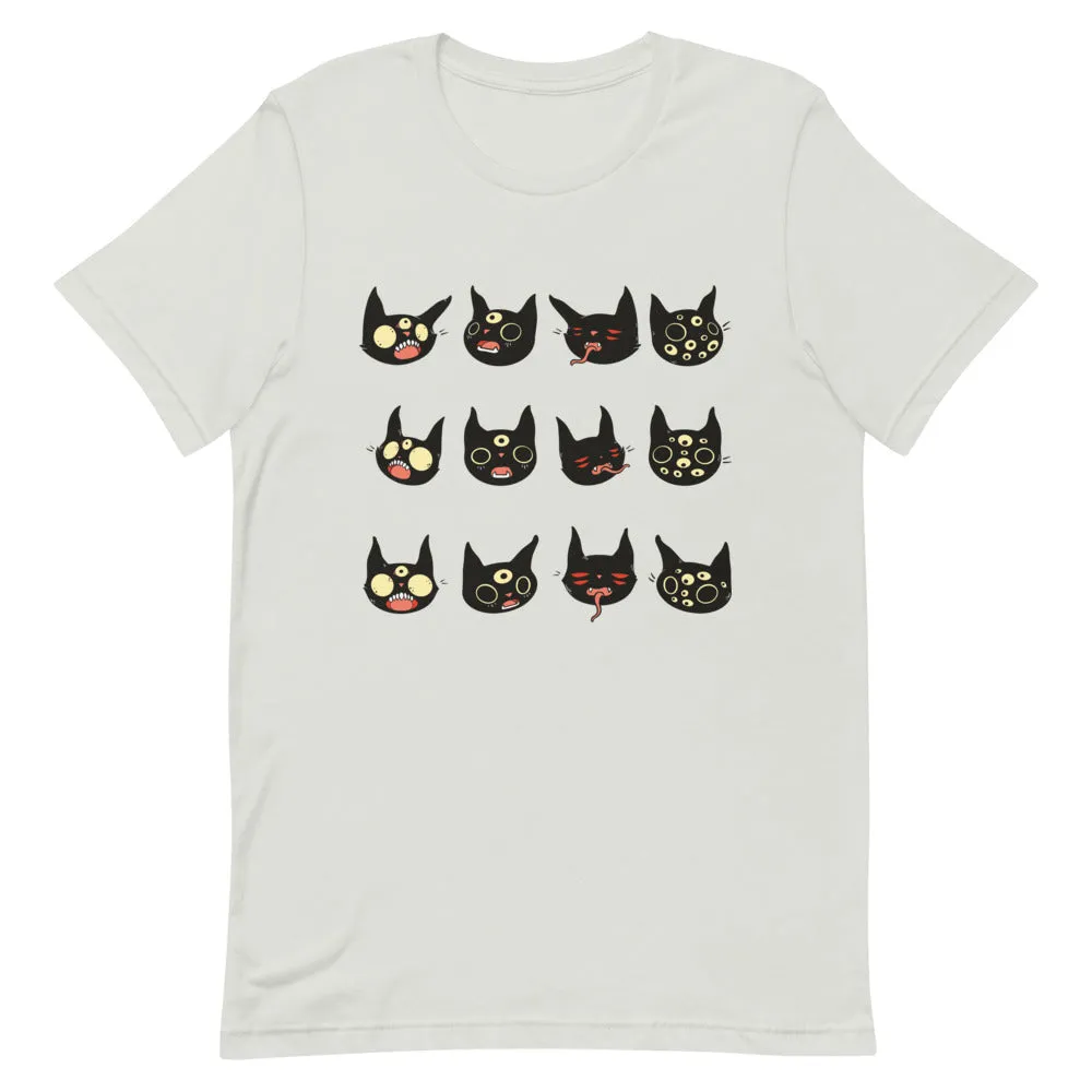 Cat Faces, Unisex T-Shirt, Silver