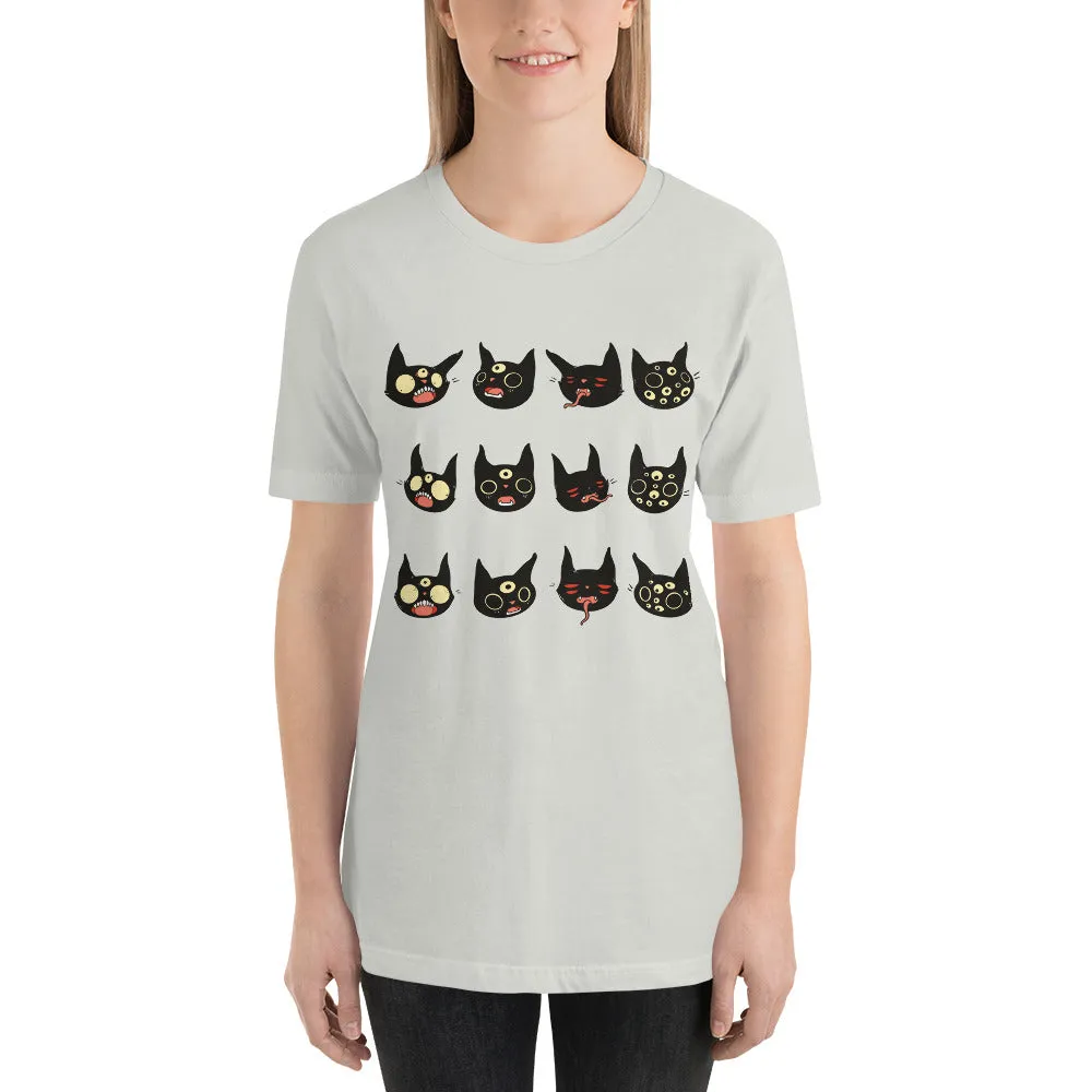 Cat Faces, Unisex T-Shirt, Silver