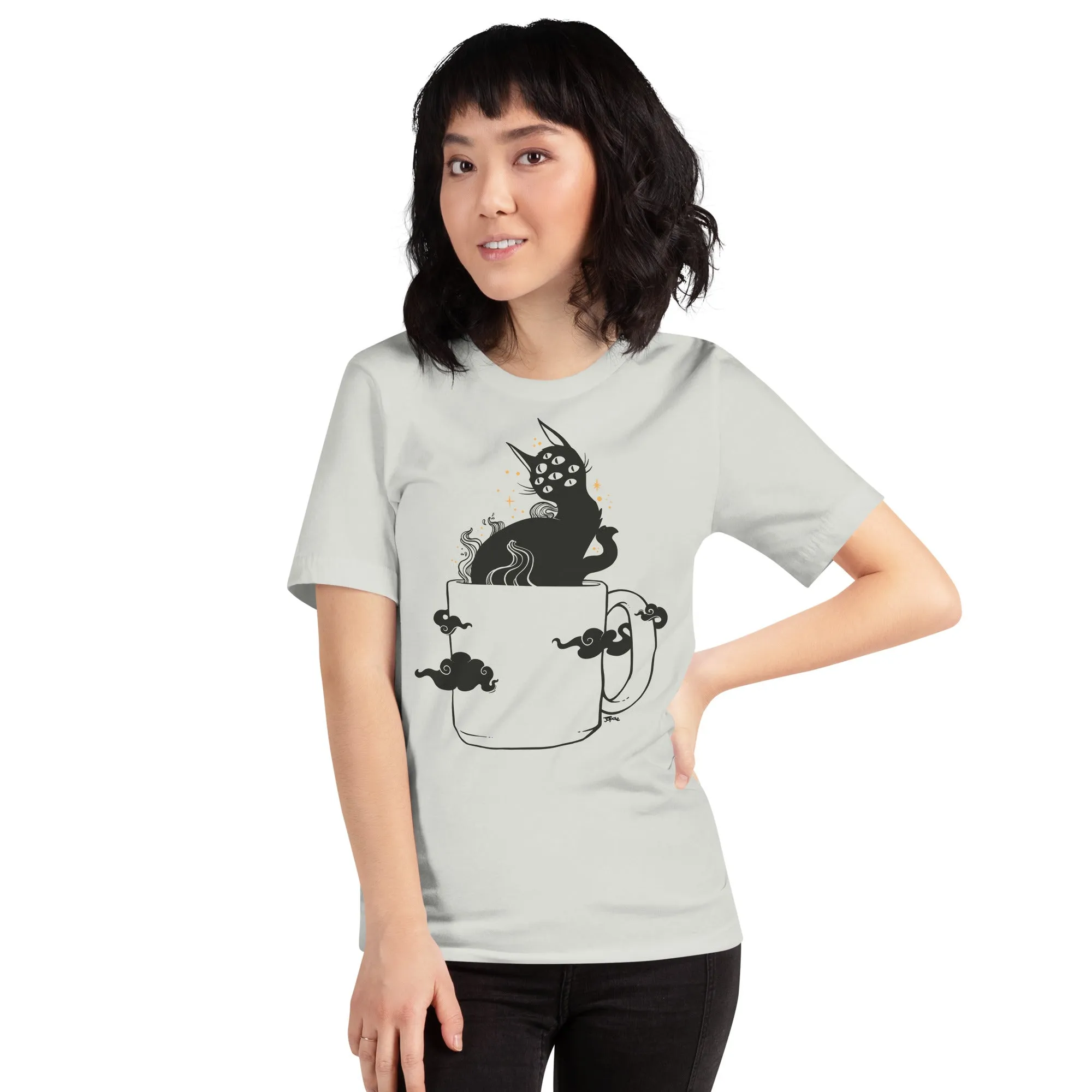 Cat In Coffee Cup, Unisex T-Shirt