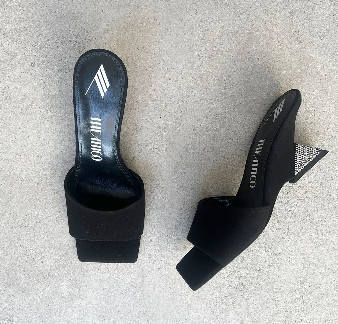 Cheope Crystal Heel Mule 60, Black