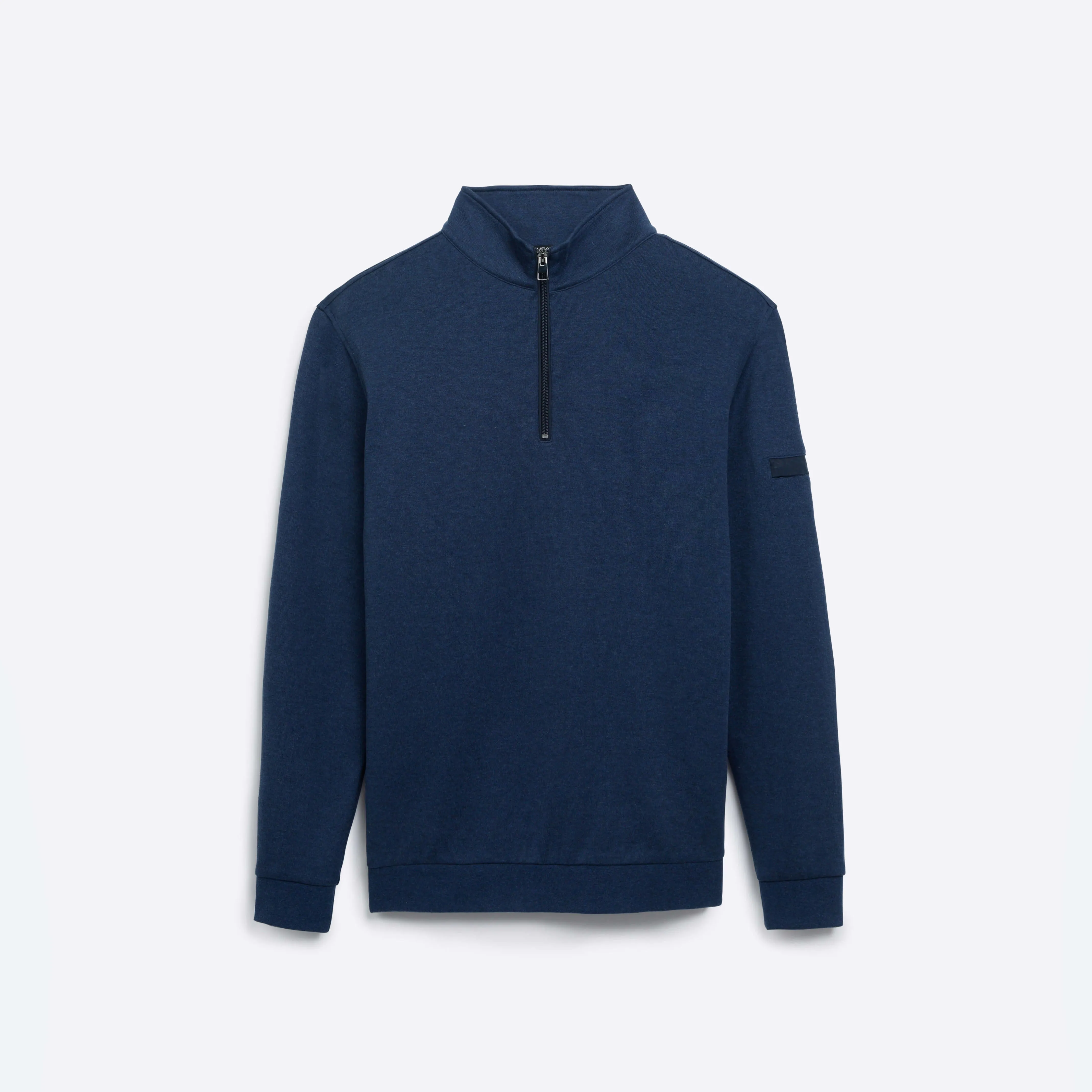 COMFORT Solid Heather Quarter Zip Mock Neck Pullover