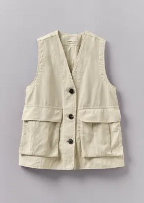 Cotton Linen Canvas Gilet | Wood Ash