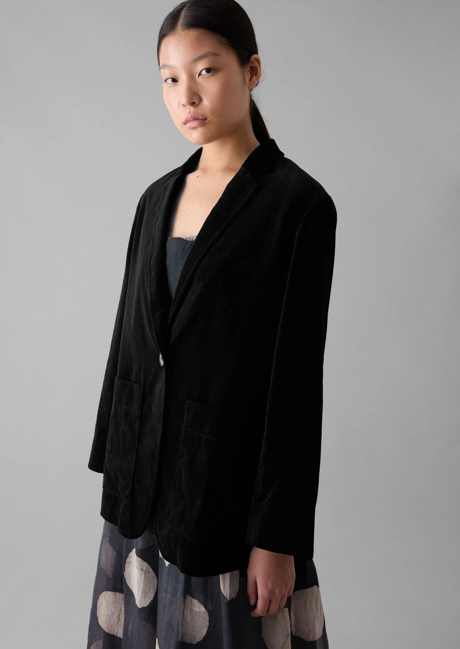 Cotton Velvet Jacket | Brown Slate