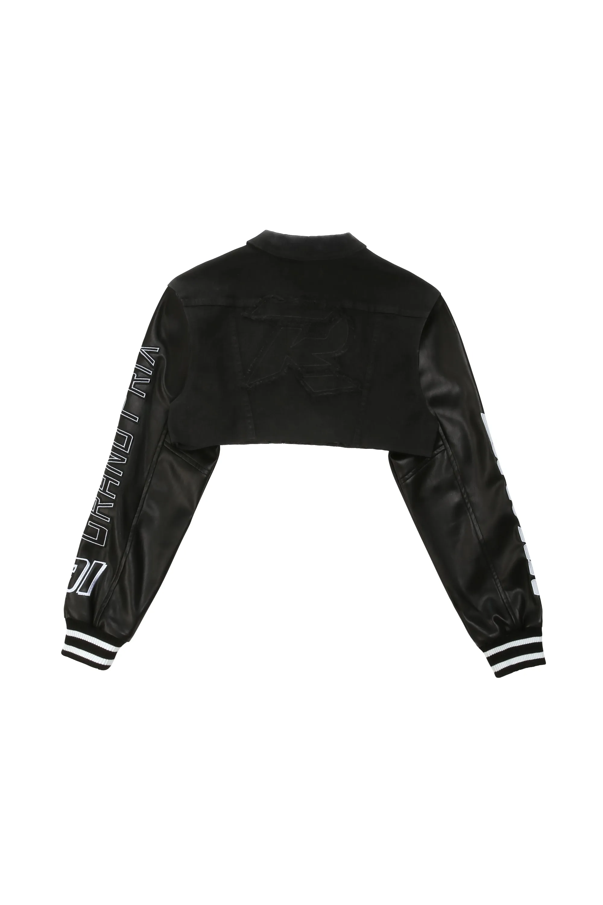 Cropped Jean Racing Jacket - Deep Black