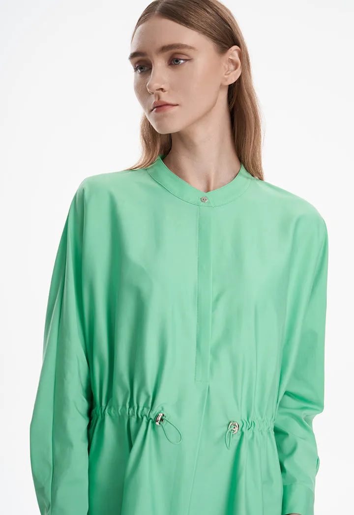 Elastic Drawstring Solid Shirt