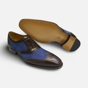 Exclusive Men's Mezlan Brown/Blue Wingtip Shoe Pasteur