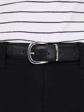 Faux Leather Belt With Silver Buckle