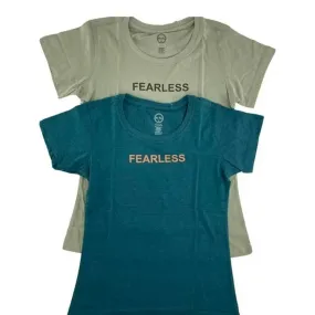 Fearless Women's Short Sleeve Crewneck T-Shirt, Poly Cotton Tee - 2 Pack (Blue Fog & Desert Sage)