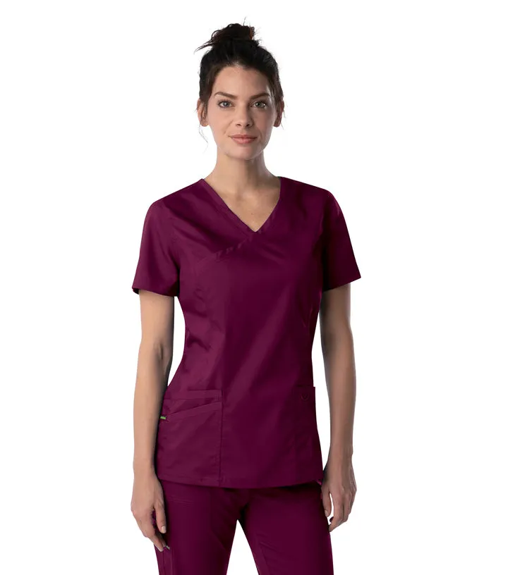 Landau proflex women's Mock Wrap Neck Scrub Set