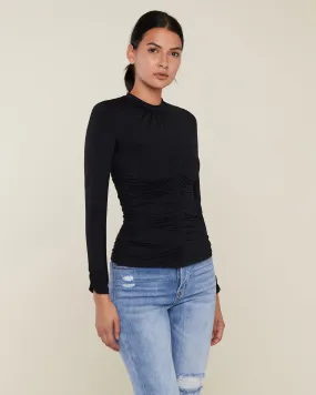 Long Sleeve Ruched Mock Neck