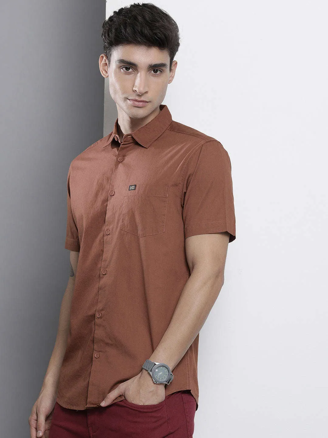 Men Back Printed Poplin Shirt