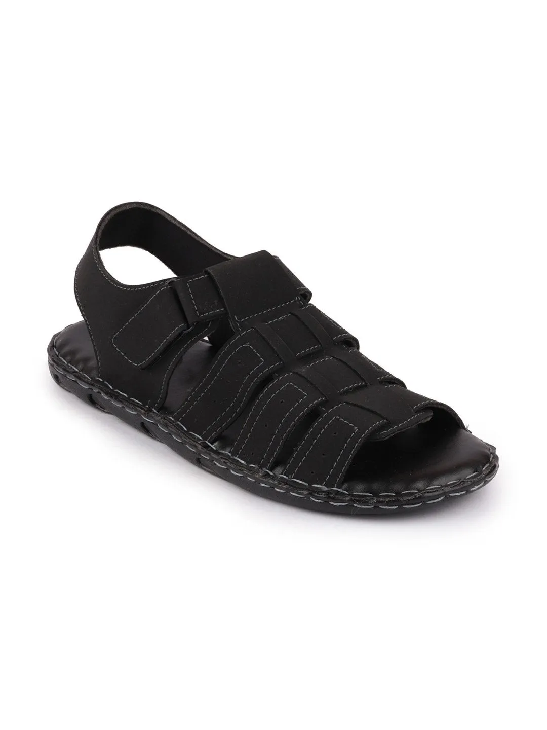 Men Black Casual Speed Laces Fishermen Sandals