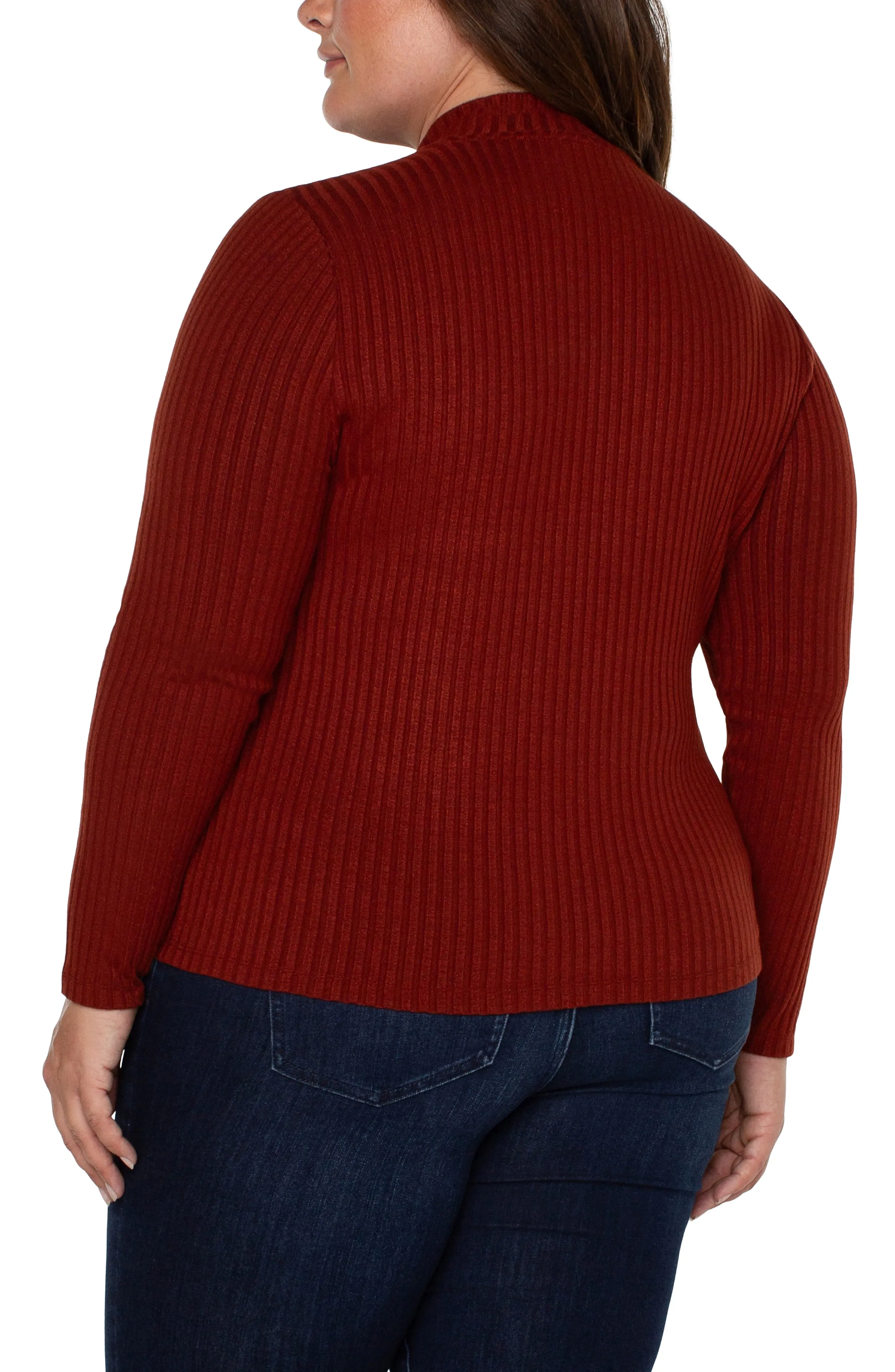 MOCK NECK LONG SLEEVE KNIT TOP