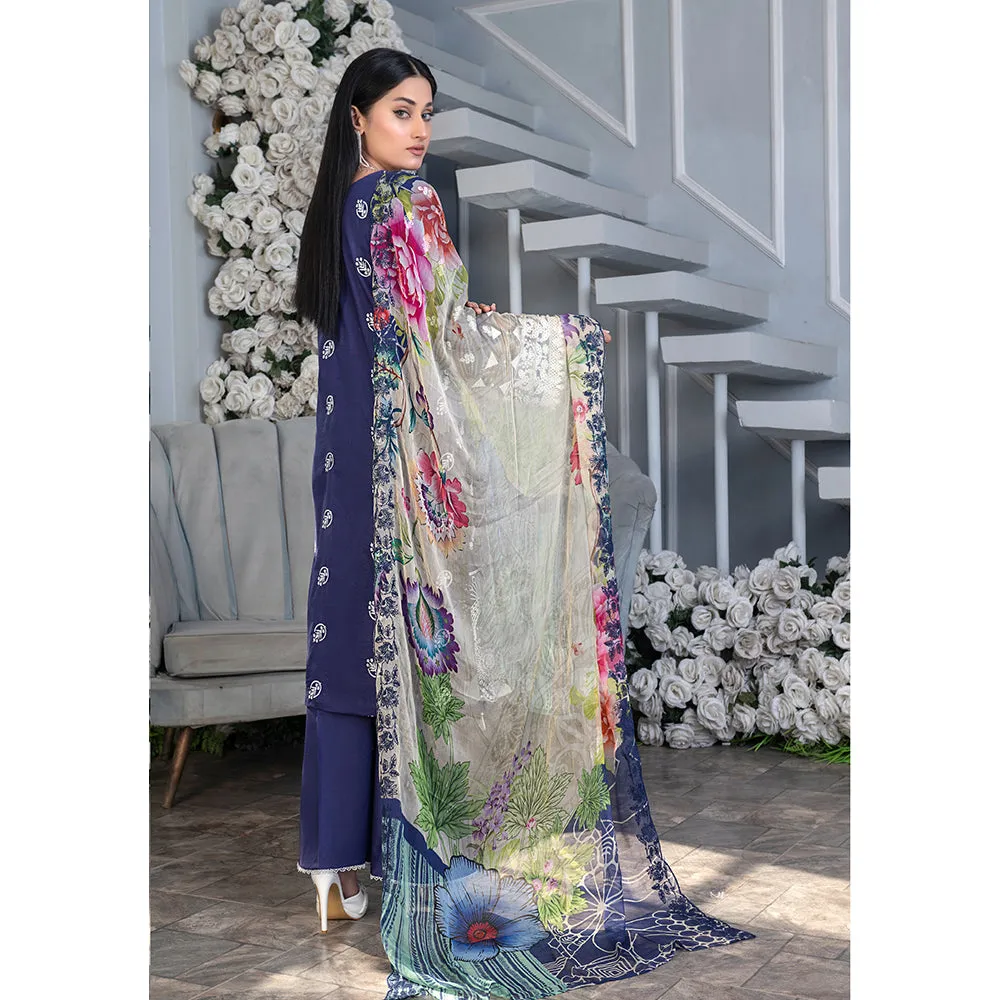 Noor Jahan Mushk Printed Lawn Chikenkari Embroidered Unstitched 3Pcs Suit