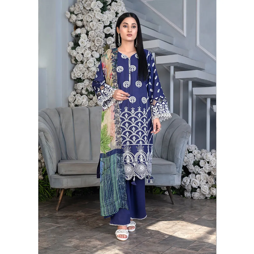 Noor Jahan Mushk Printed Lawn Chikenkari Embroidered Unstitched 3Pcs Suit