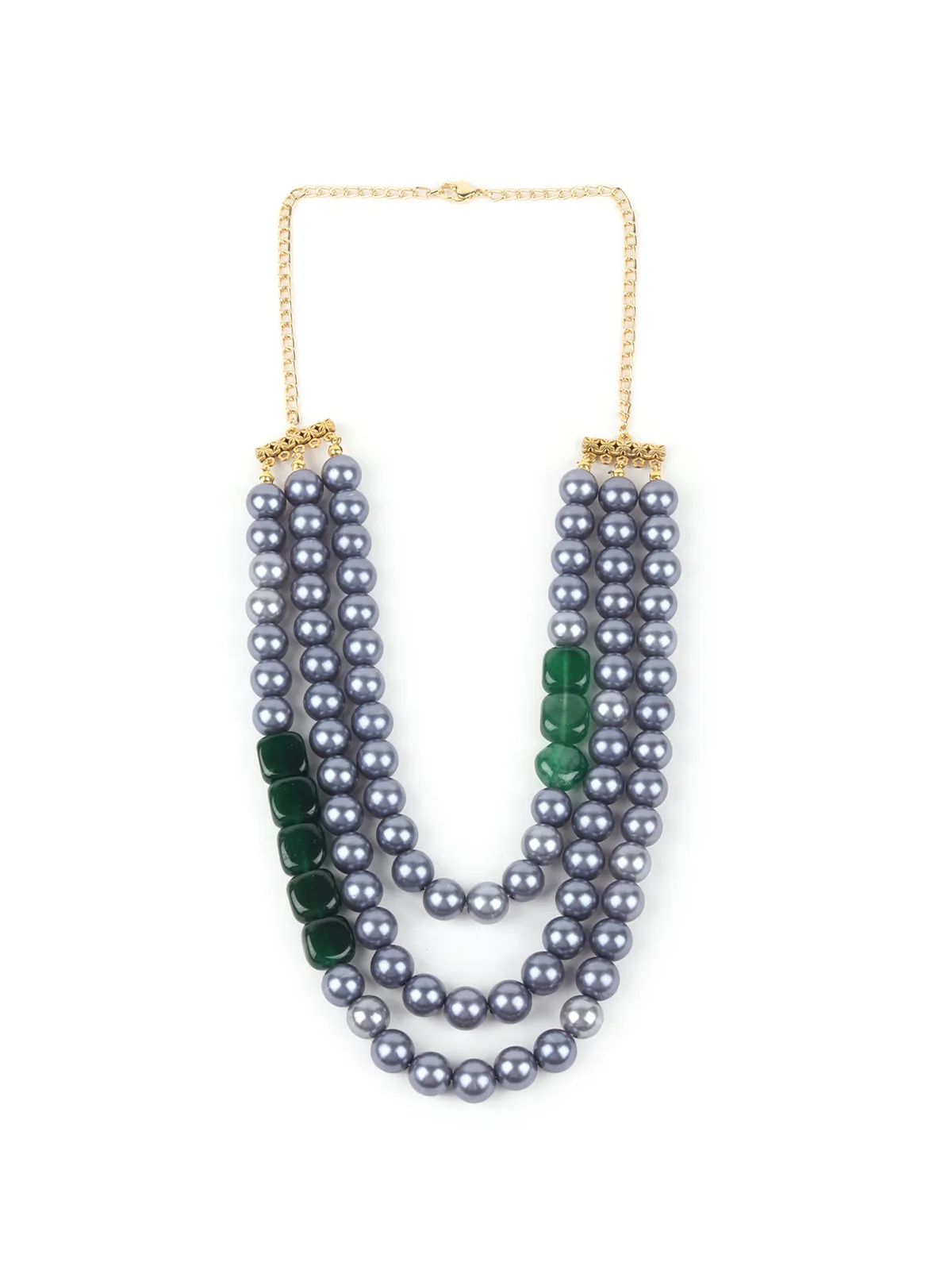 Odette Grey Pearl Multi Layered Neckpiece For Women