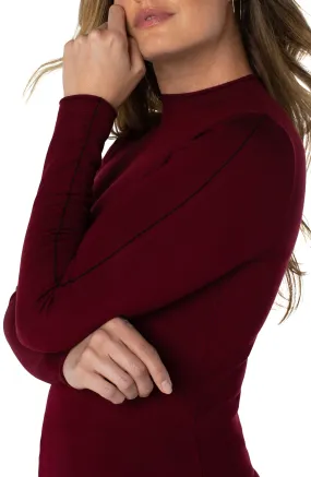 PETITE MOCK NECK ROLLED HEM LONG SLEEVE SWEATER