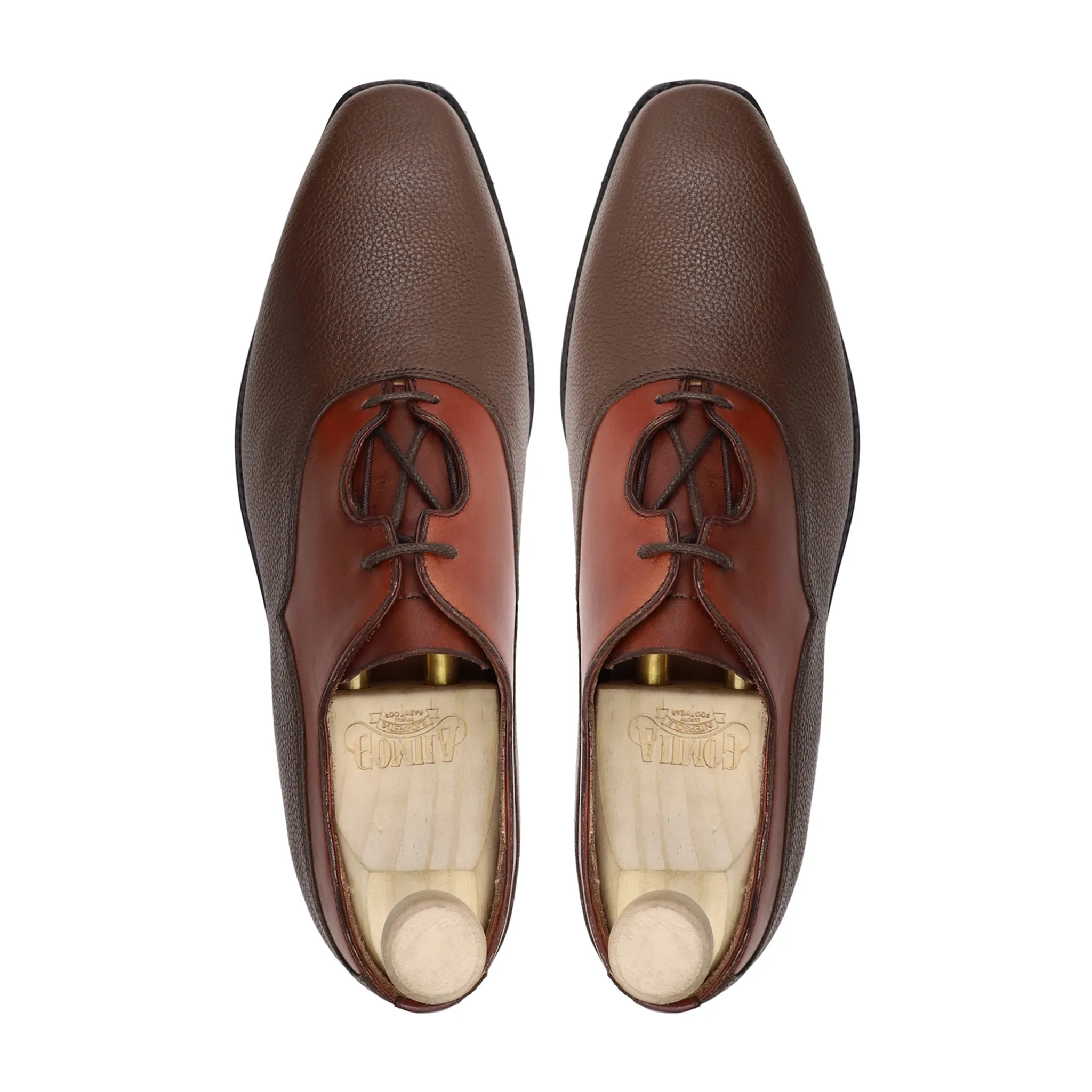 Pintxo - Men's Brown Calf Leather and Pebble Grain Oxford Shoe