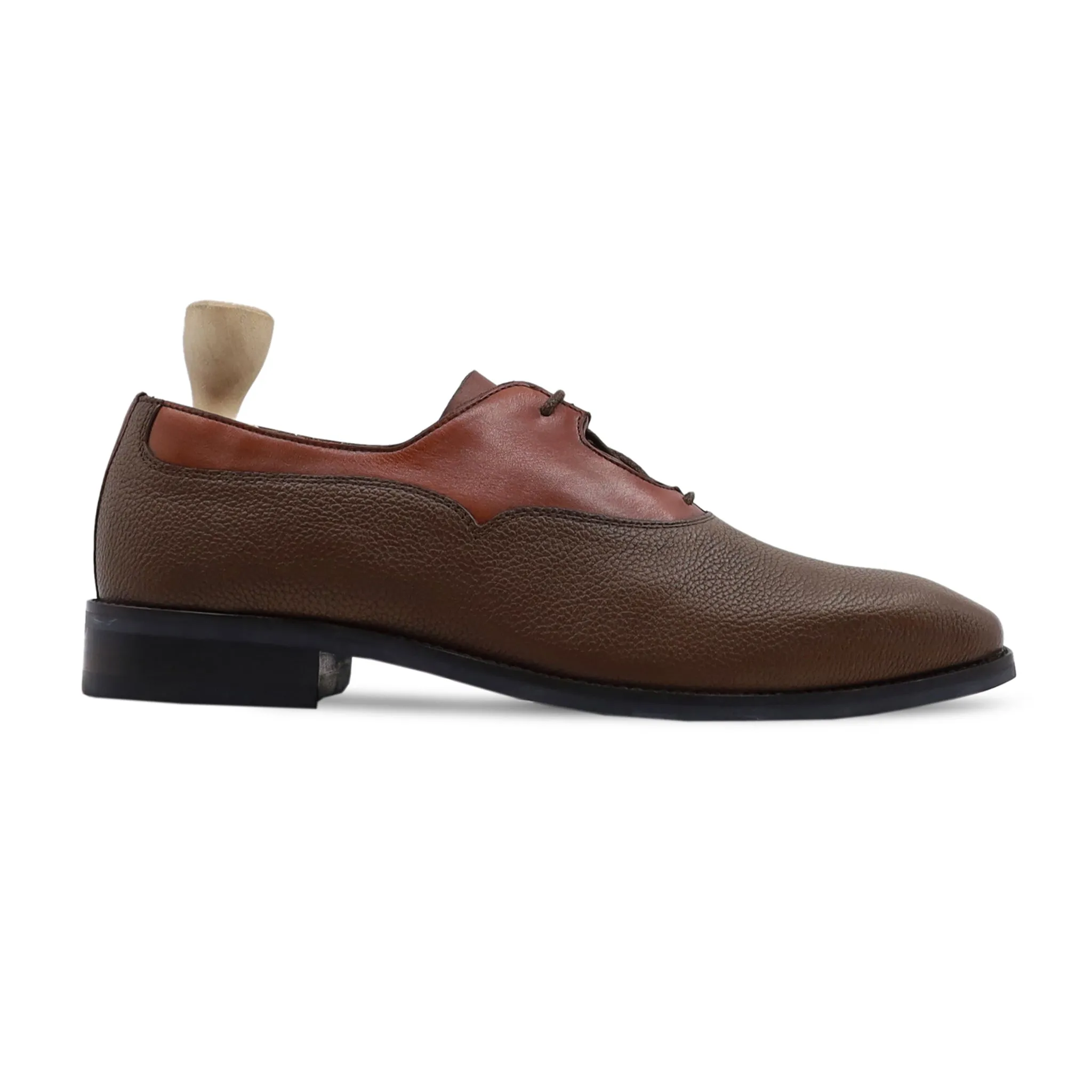 Pintxo - Men's Brown Calf Leather and Pebble Grain Oxford Shoe