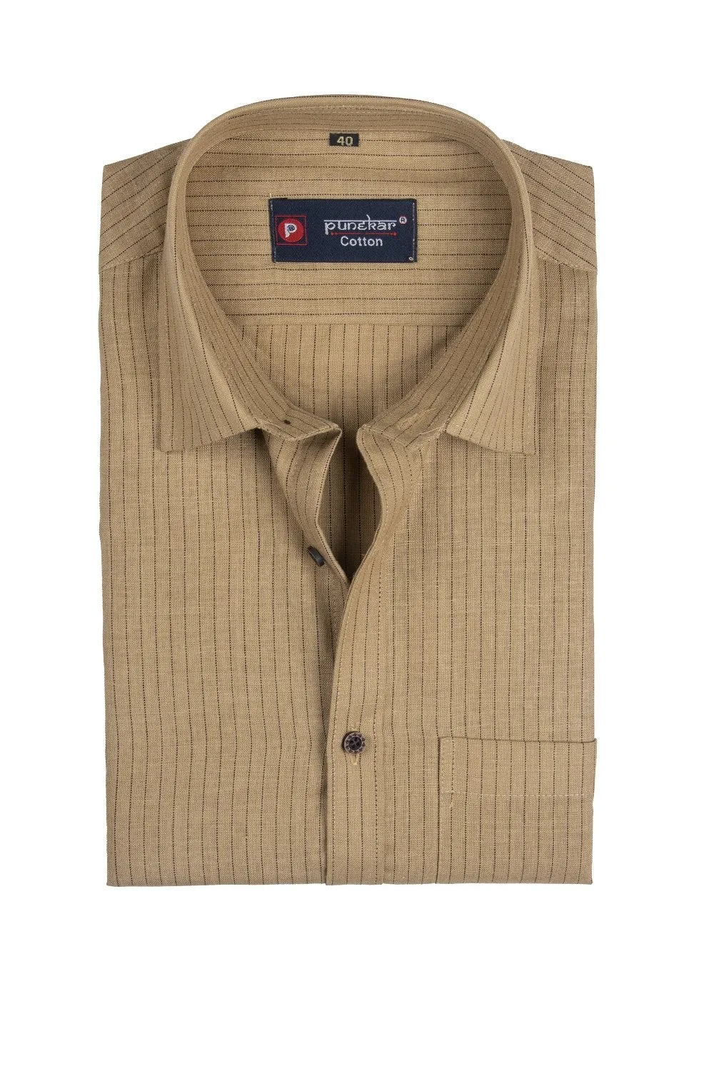 Punekar Cotton Multi Color Lining Criss Cross Woven Cotton Shirt for Men's.