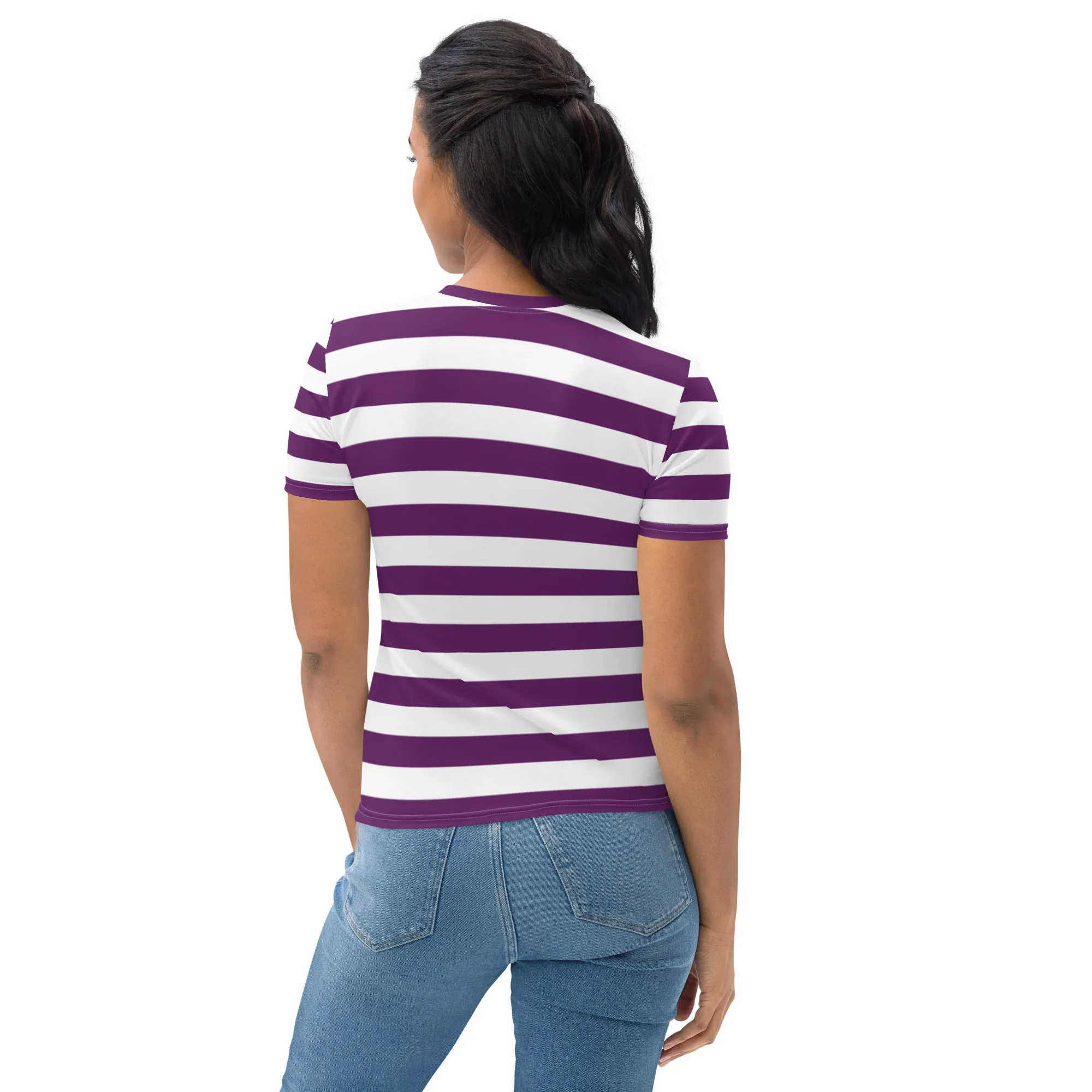 Purple And White Striped Tshirt For Women