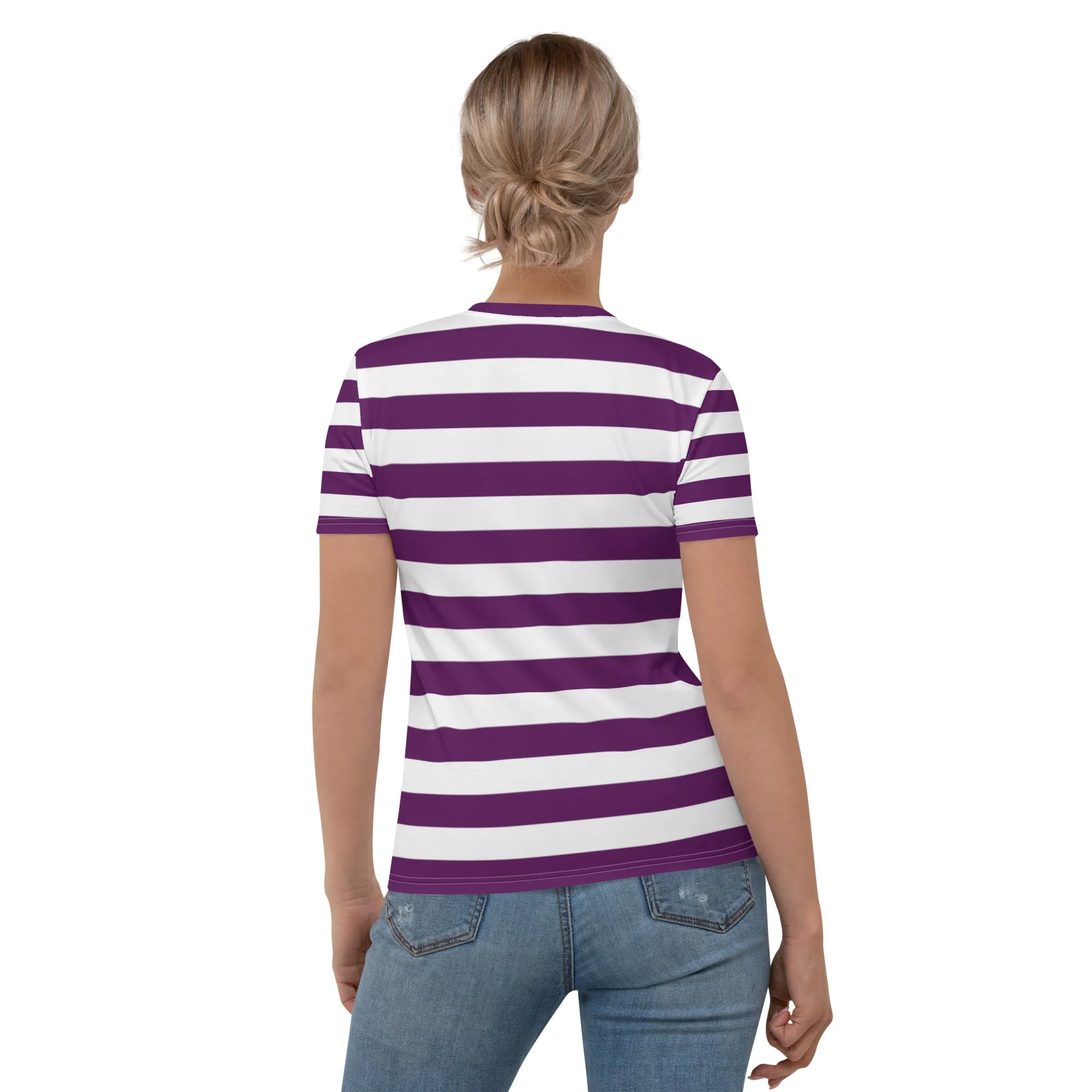 Purple And White Striped Tshirt For Women