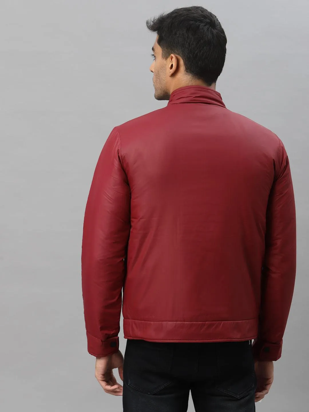 Style Quotient Men Maroon Biker Jacket