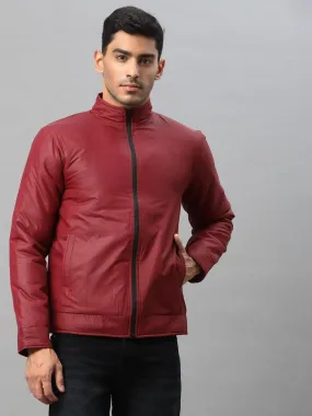 Style Quotient Men Maroon Biker Jacket