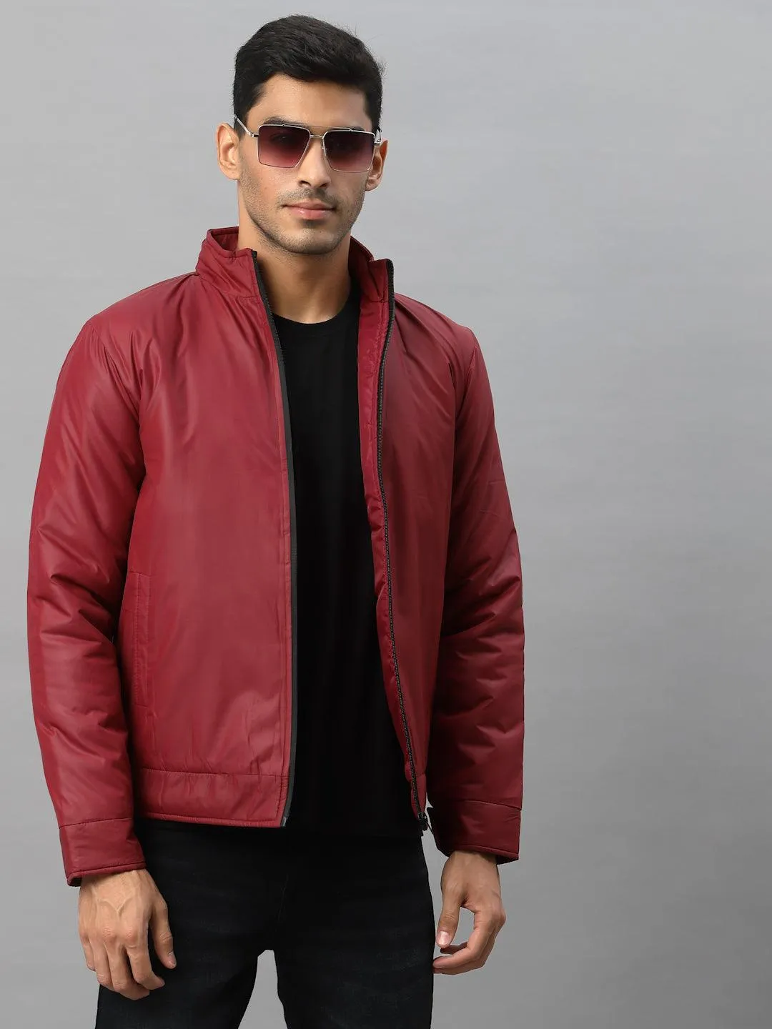 Style Quotient Men Maroon Biker Jacket