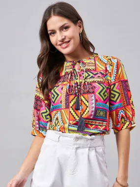 Style Quotient Women Abastract Printed Relaxed Smart Casual Top