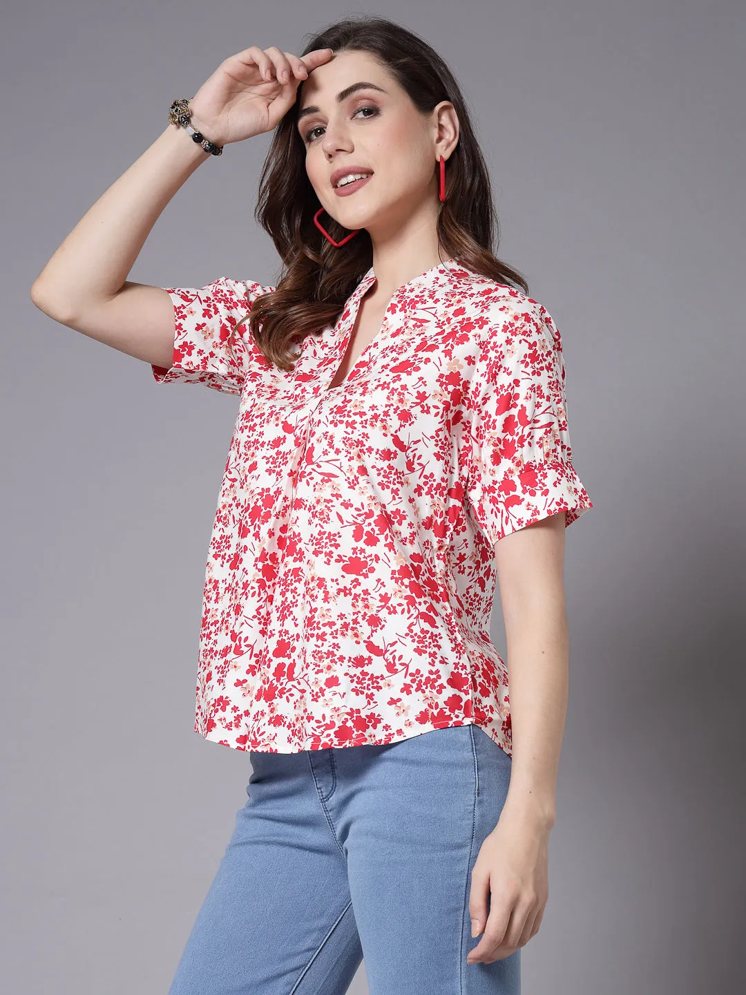 Style Quotient Women Floral Printed Relaxed Smart Casual Top