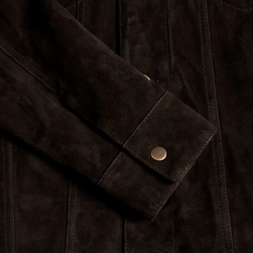 Suede Trucker Jacket | Chocolate