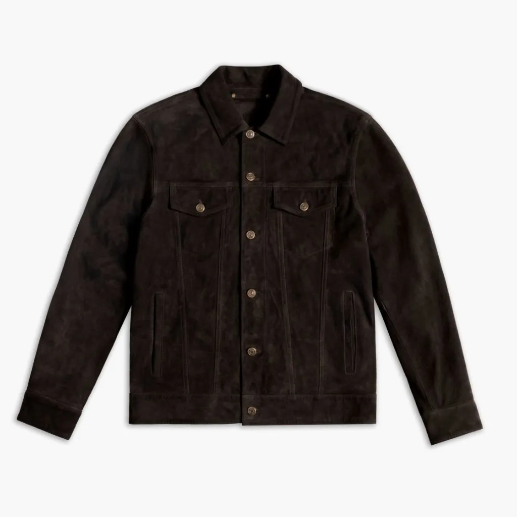 Suede Trucker Jacket | Chocolate