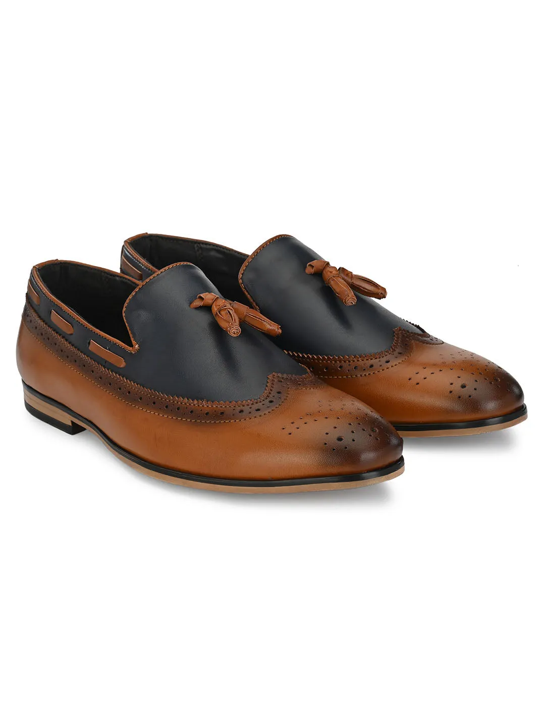 Tan Cap-Toe Tassel Loafers