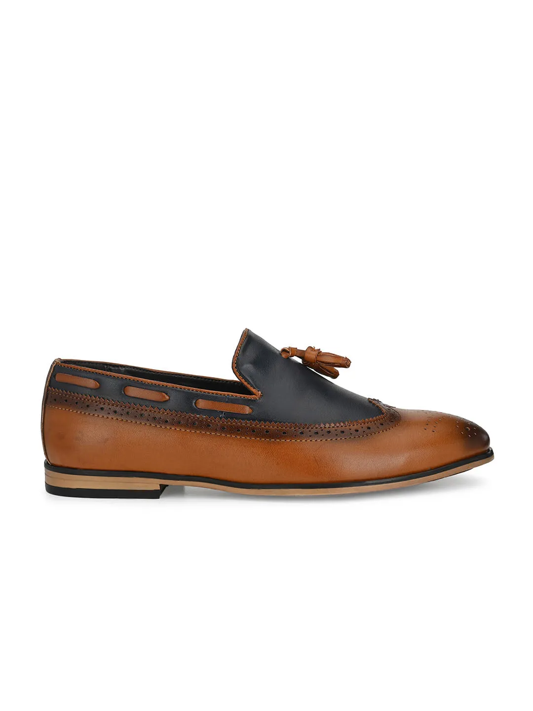 Tan Cap-Toe Tassel Loafers