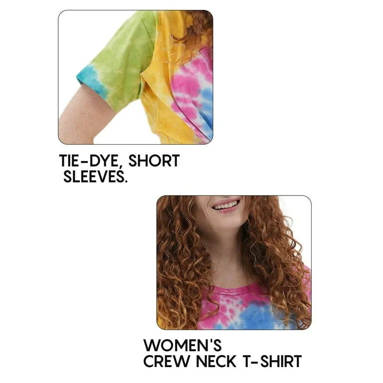 Tie Die Short sleeve T-shirt For Women Yellow Color,Crew Neck standard fit