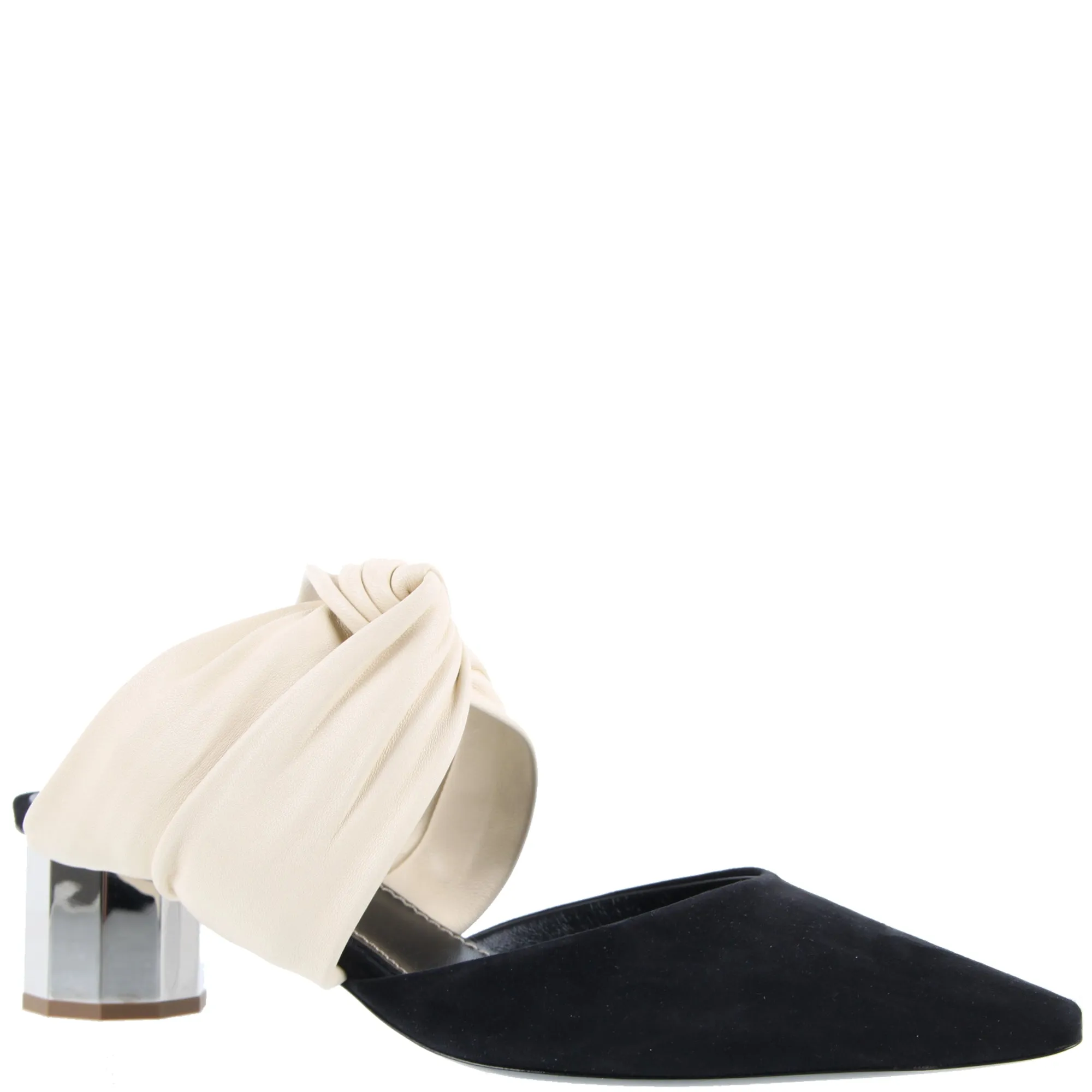 Twisted Block Mule 40 Nappa/Suede, Cream