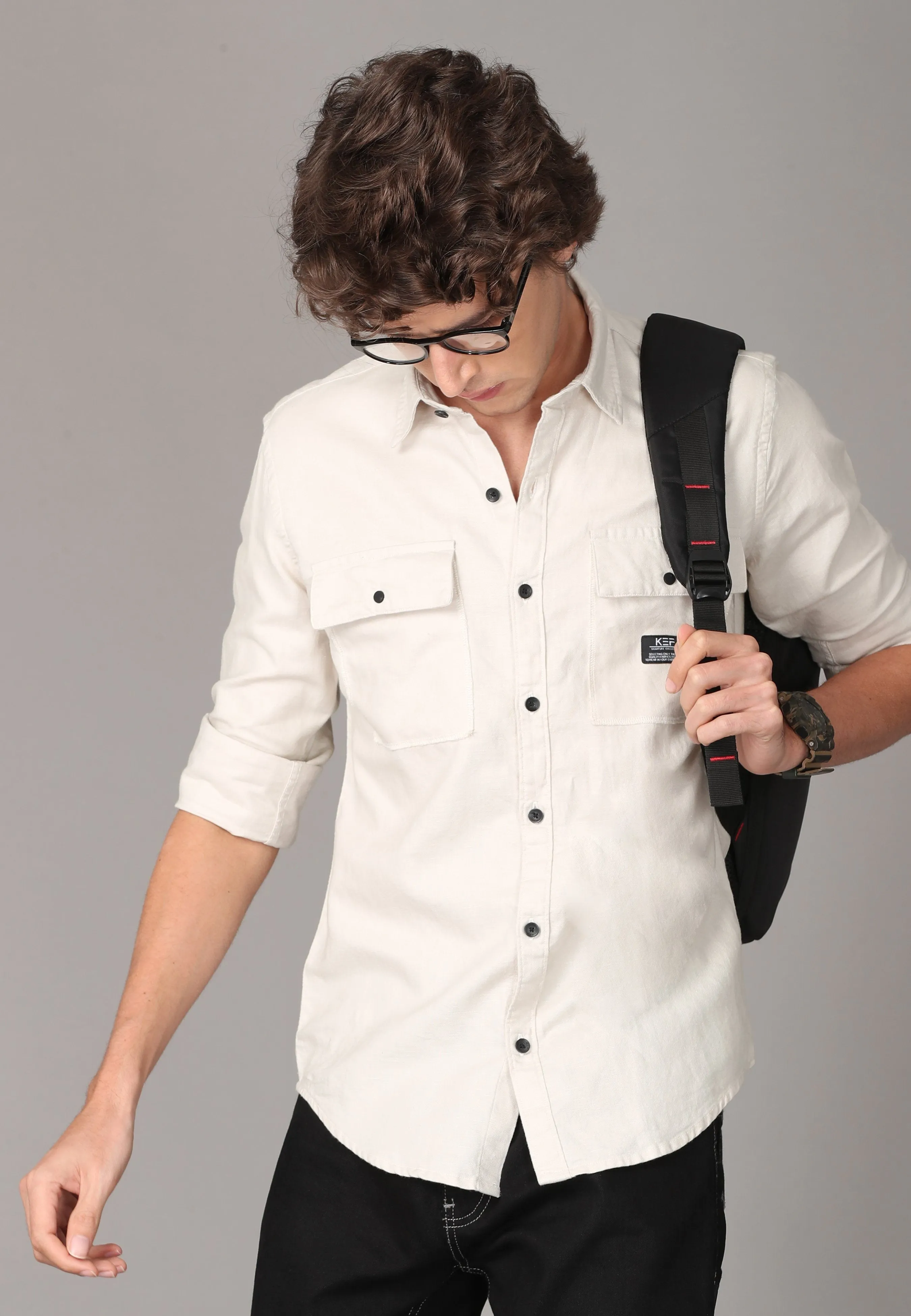 White Full Sleeve Shirt.