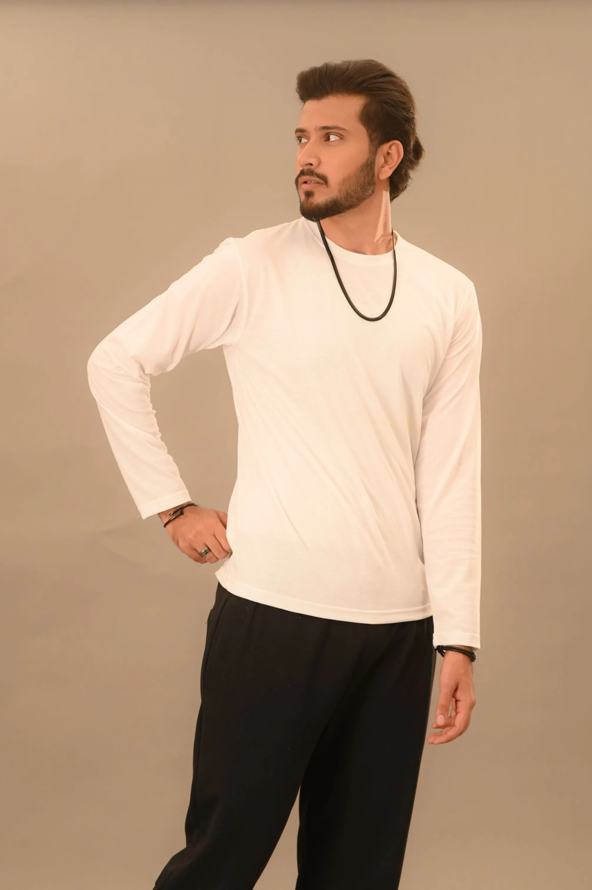 White Full Sleeve T-Shirt - Men