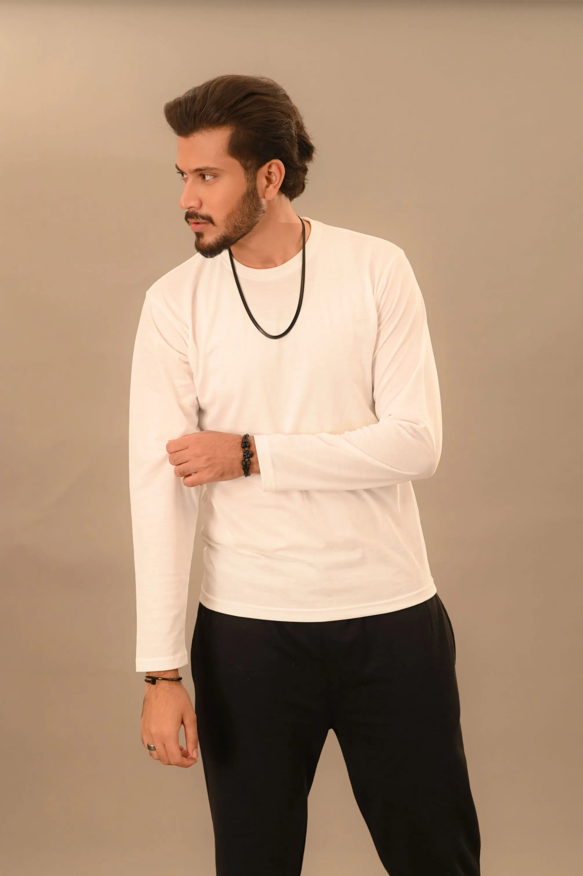 White Full Sleeve T-Shirt - Men